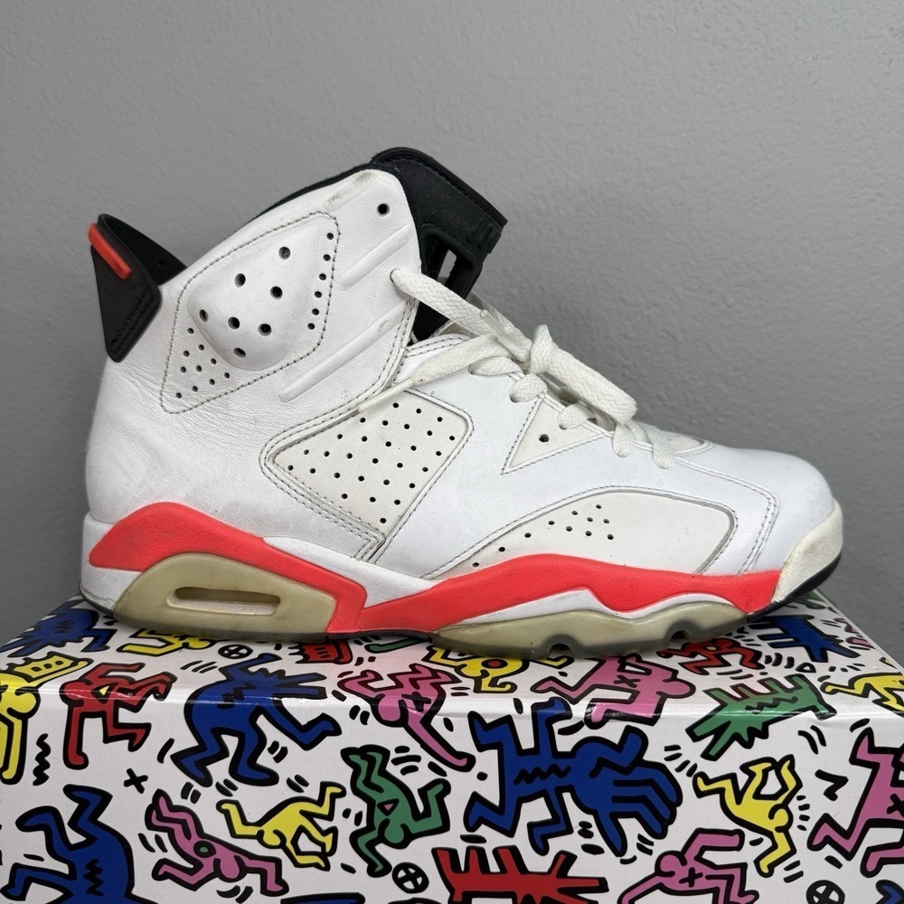 2013 Nike Air Jordan 6 Retro Infrared White 384664-123 Size 9 Basketball Shoes